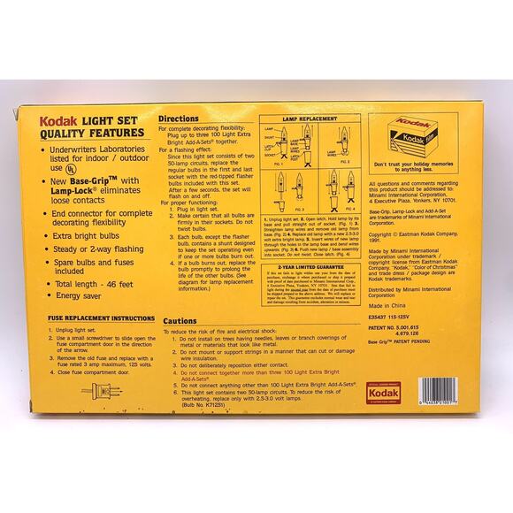 New Vtg 1991 Kodak Color Of Christmas 100 White Lights Extra Bright 46ft NOS - Picture 4 of 4